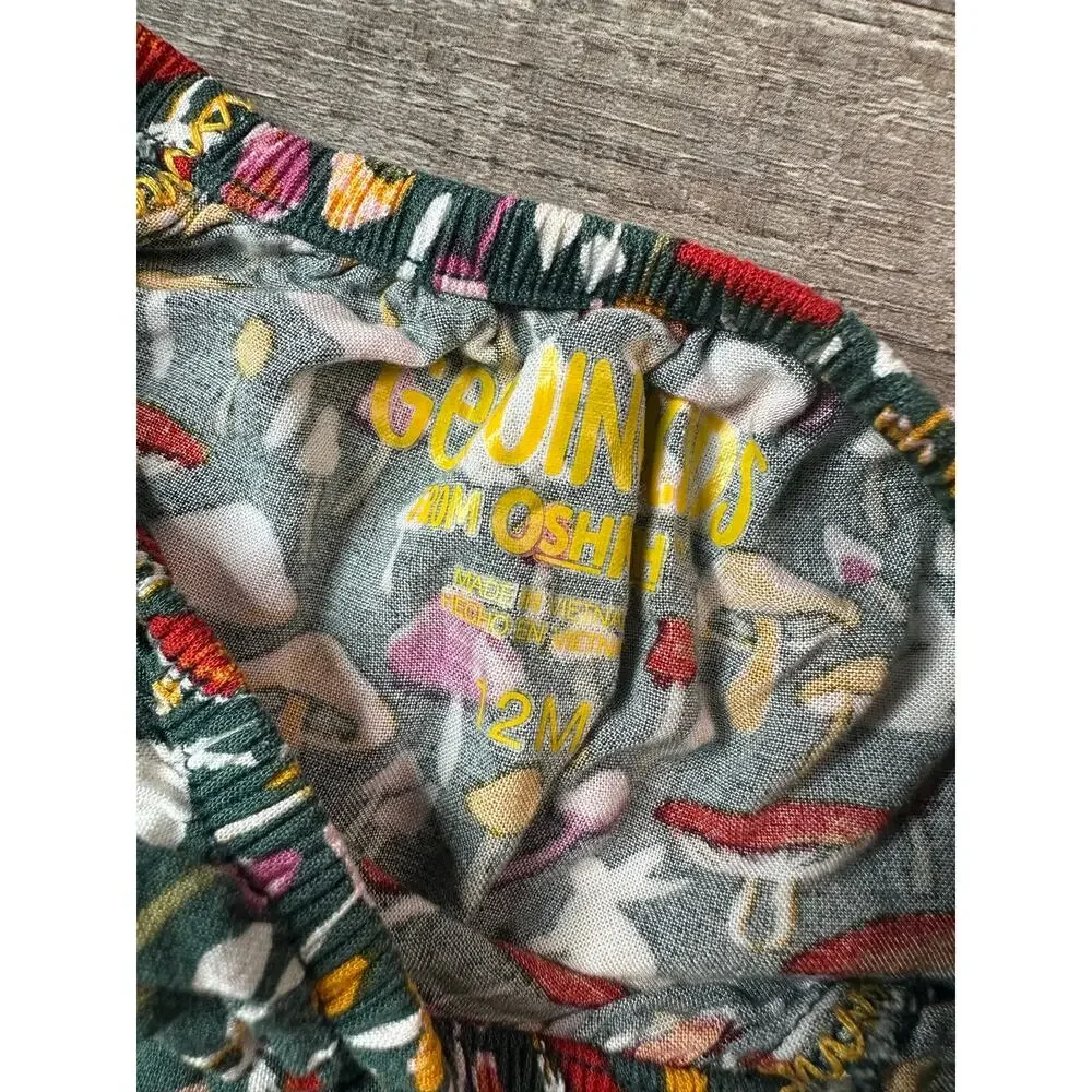 Osh Kosh Genuine Kids Green Colorful Mushroom Long Sleeve Flare Top 12 months
